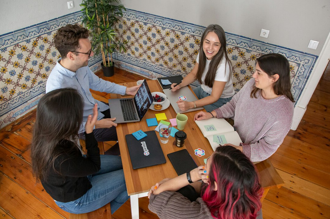 team meeting on tech project